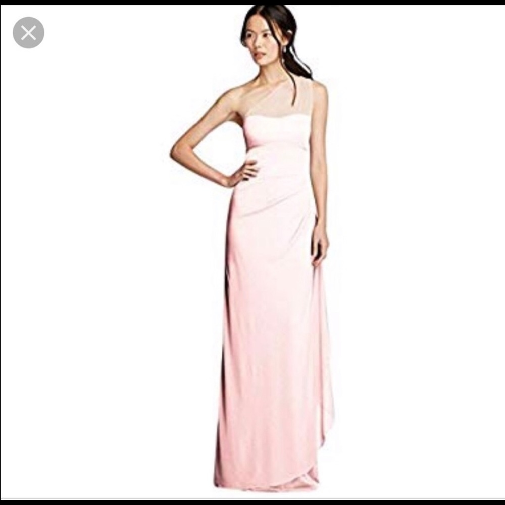 One shoulder David’s Bridal Bridesmaid Dress